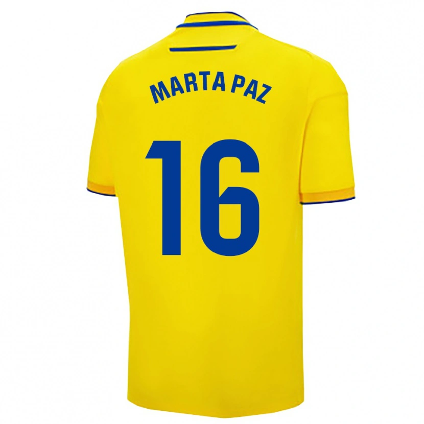 Danxen Hombre Camiseta Marta De Los Milagros Paz Cruz #16 Amarillo Marino 1ª Equipación 2025/26 La Camisa