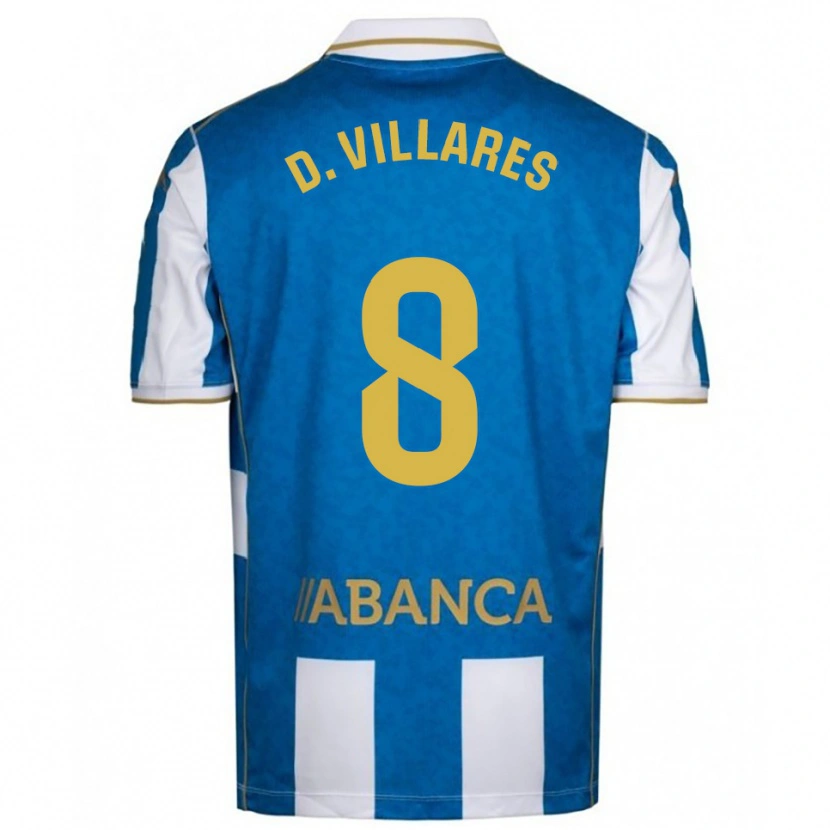 Danxen Hombre Camiseta Diego Villares #8 Blanco Azul 1ª Equipación 2025/26 La Camisa