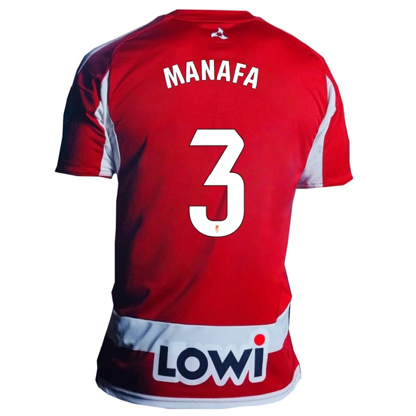 Danxen Hombre Camiseta Wilson Manafa #3 Rojo Blanco 1ª Equipación 2025/26 La Camisa