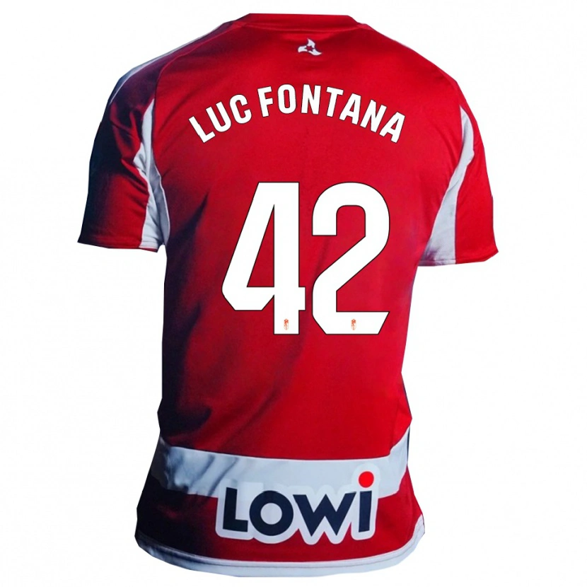Danxen Hombre Camiseta Jean Luc Fontana #42 Rojo Blanco 1ª Equipación 2025/26 La Camisa
