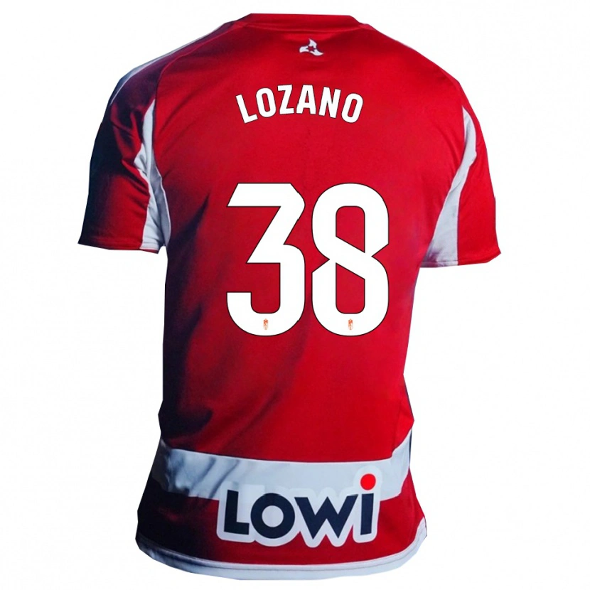 Danxen Hombre Camiseta Mario Lozano #38 Rojo Blanco 1ª Equipación 2025/26 La Camisa