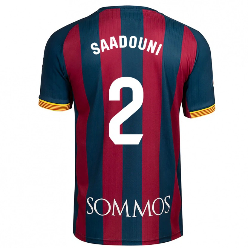 Danxen Hombre Camiseta Mohammed Saadouni #2 Azul Marino Rojo 1ª Equipación 2025/26 La Camisa