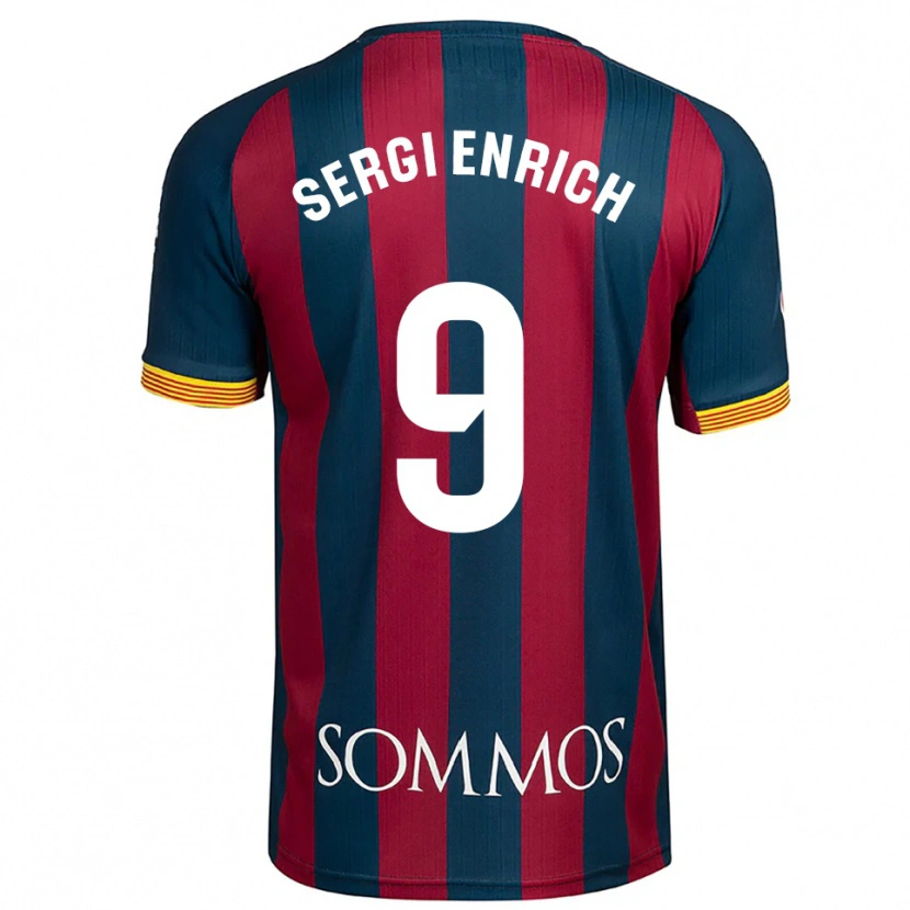 Danxen Hombre Camiseta Sergi Enrich #9 Azul Marino Rojo 1ª Equipación 2025/26 La Camisa