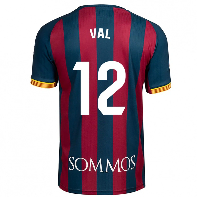 Danxen Hombre Camiseta Ángel Val #12 Azul Marino Rojo 1ª Equipación 2025/26 La Camisa