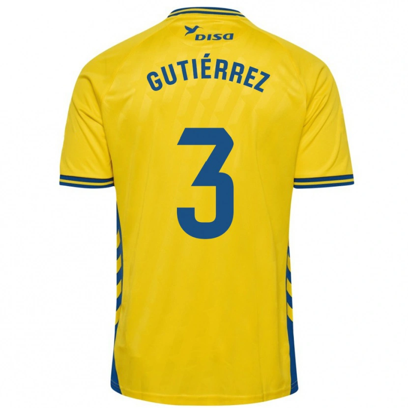 Danxen Hombre Camiseta Cristian Gutiérrez #3 Amarillo Azul 1ª Equipación 2025/26 La Camisa