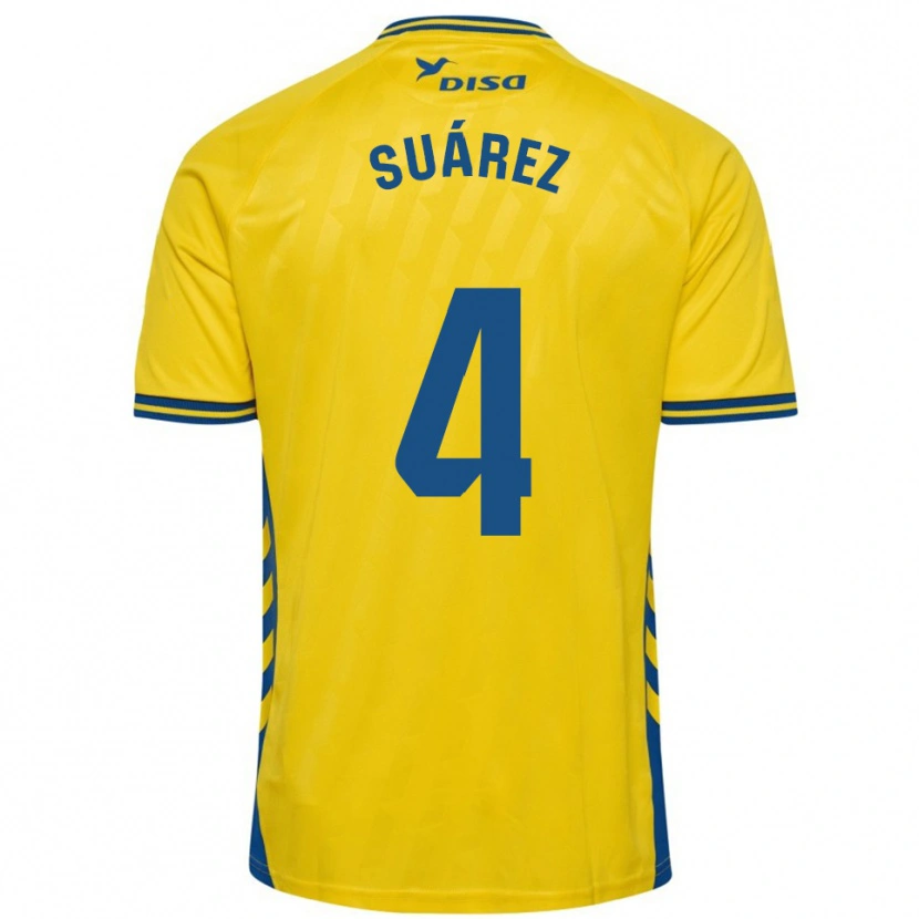 Danxen Hombre Camiseta Álex Suárez #4 Amarillo Azul 1ª Equipación 2025/26 La Camisa