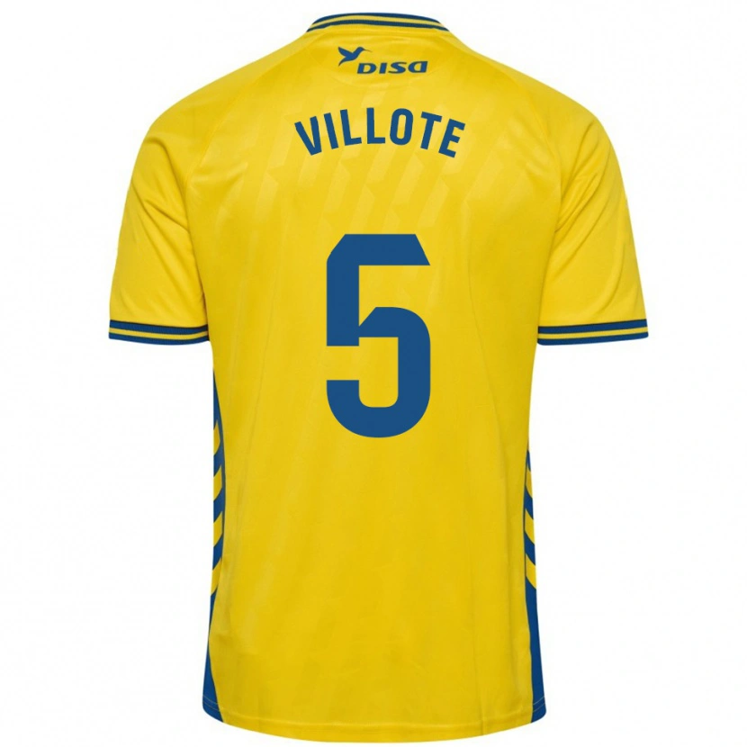 Danxen Hombre Camiseta Víctor Villote #5 Amarillo Azul 1ª Equipación 2025/26 La Camisa