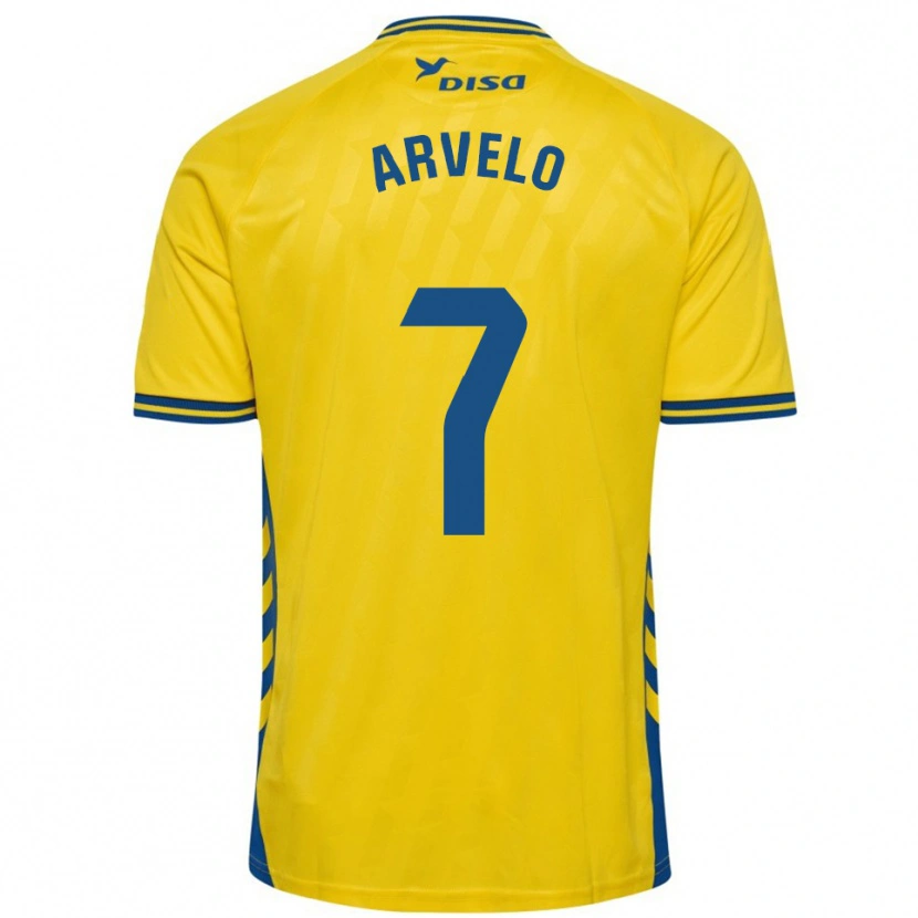 Danxen Hombre Camiseta Adam Arvelo #7 Amarillo Azul 1ª Equipación 2025/26 La Camisa