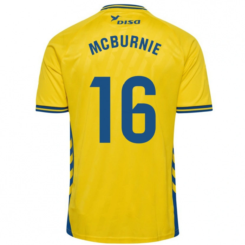 Danxen Hombre Camiseta Oli Mcburnie #16 Amarillo Azul 1ª Equipación 2025/26 La Camisa