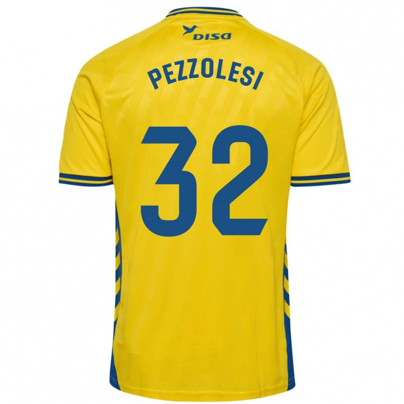 Danxen Hombre Camiseta Valentín Pezzolesi #32 Amarillo Azul 1ª Equipación 2025/26 La Camisa