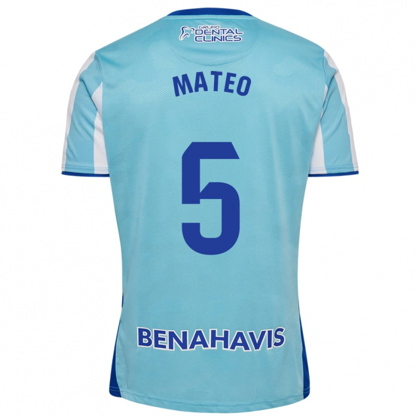 Danxen Hombre Camiseta Ángel Mateo #5 Celeste Blanco 1ª Equipación 2025/26 La Camisa