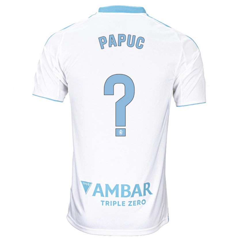Danxen Hombre Camiseta Daniel Papuc #0 Blanco Celeste 1ª Equipación 2025/26 La Camisa
