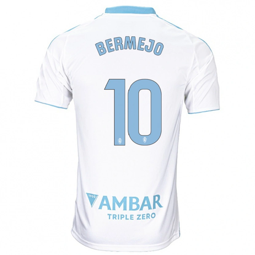 Danxen Hombre Camiseta Sergio Bermejo #10 Blanco Celeste 1ª Equipación 2025/26 La Camisa
