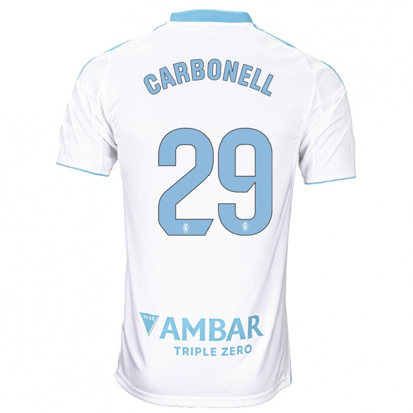 Danxen Hombre Camiseta Luis Carbonell #29 Blanco Celeste 1ª Equipación 2025/26 La Camisa