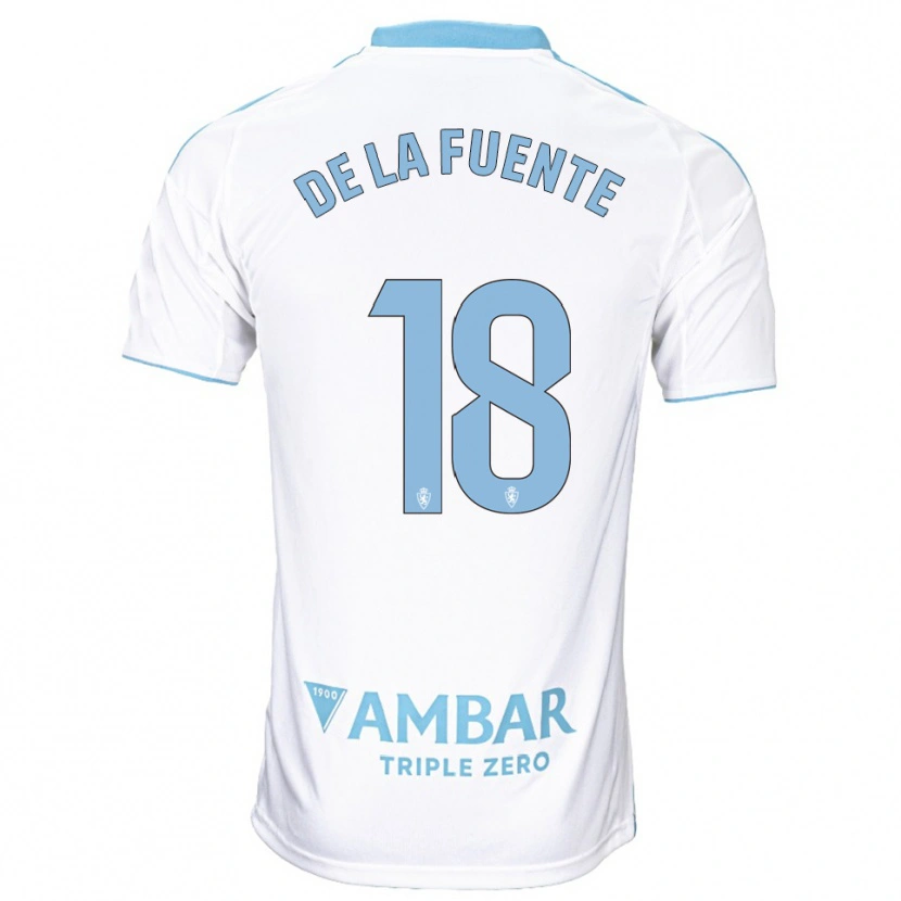 Danxen Hombre Camiseta Paulino De La Fuente #18 Blanco Celeste 1ª Equipación 2025/26 La Camisa
