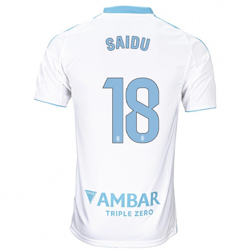 Danxen Hombre Camiseta Yussif Saidu #18 Blanco Celeste 1ª Equipación 2025/26 La Camisa