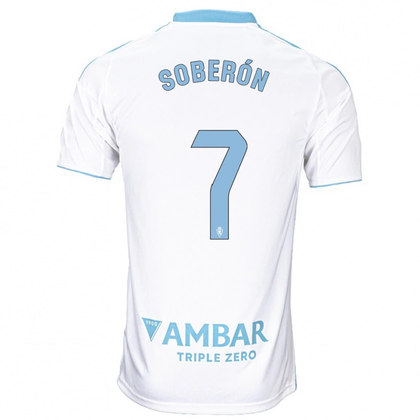 Danxen Hombre Camiseta Mario Soberón #7 Blanco Celeste 1ª Equipación 2025/26 La Camisa