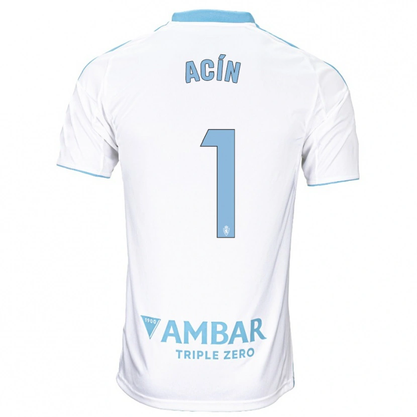 Danxen Hombre Camiseta Guillermo Acín #1 Blanco Celeste 1ª Equipación 2025/26 La Camisa