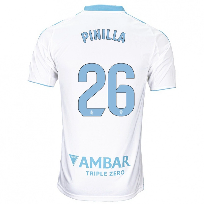 Danxen Hombre Camiseta Hugo Pinilla #26 Blanco Celeste 1ª Equipación 2025/26 La Camisa