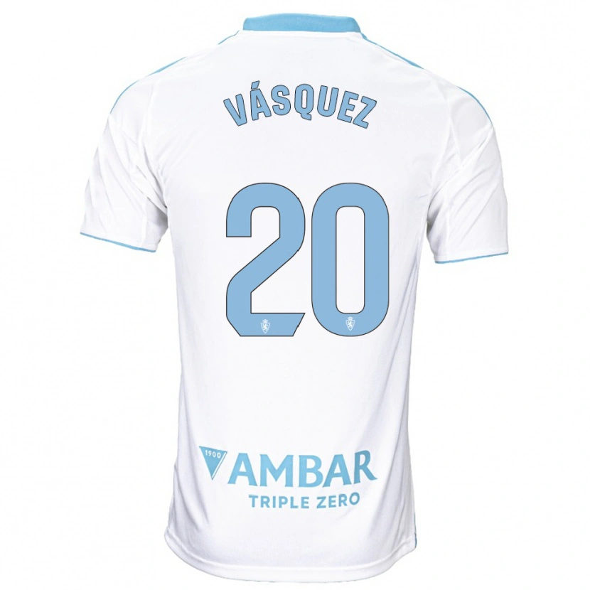 Danxen Hombre Camiseta José Vásquez #20 Blanco Celeste 1ª Equipación 2025/26 La Camisa