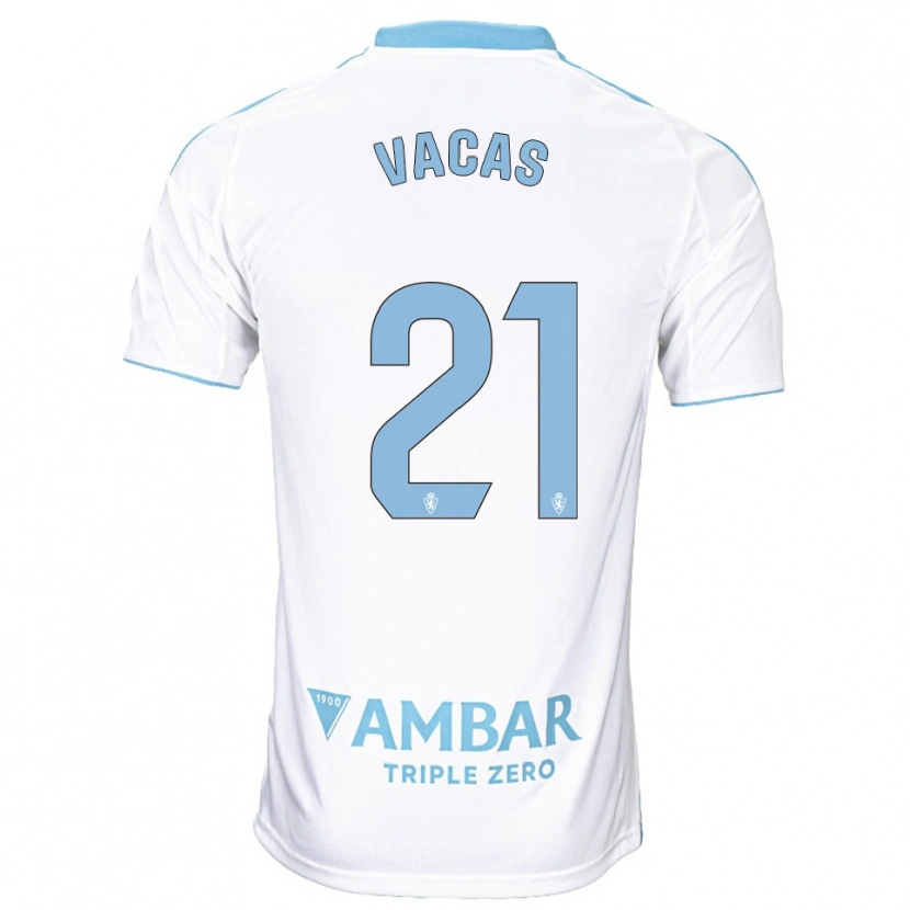 Danxen Hombre Camiseta Óscar Vacas #21 Blanco Celeste 1ª Equipación 2025/26 La Camisa