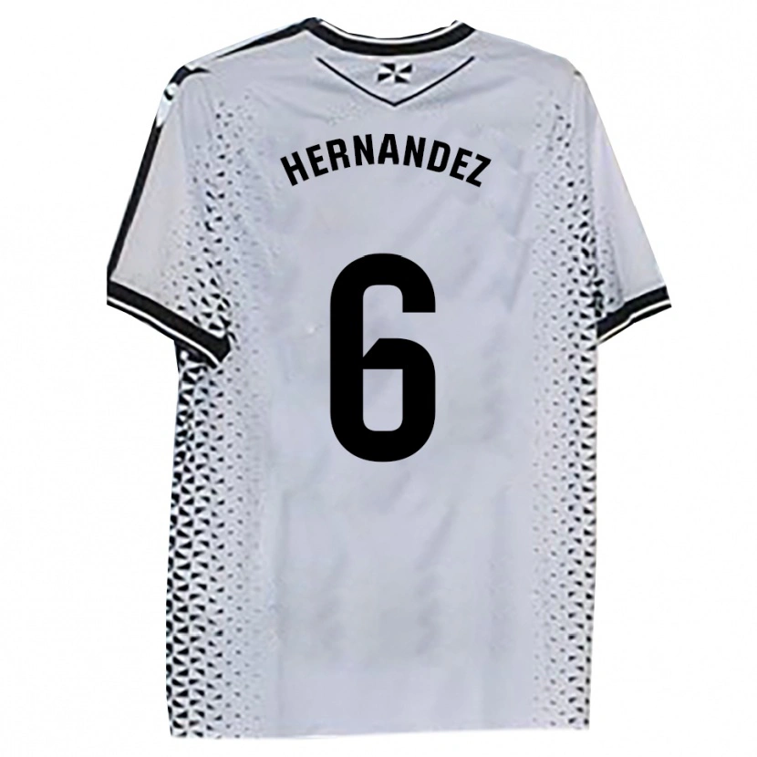 Danxen Hombre Camiseta Carlos Hernández #6 Blanco Negro 1ª Equipación 2025/26 La Camisa
