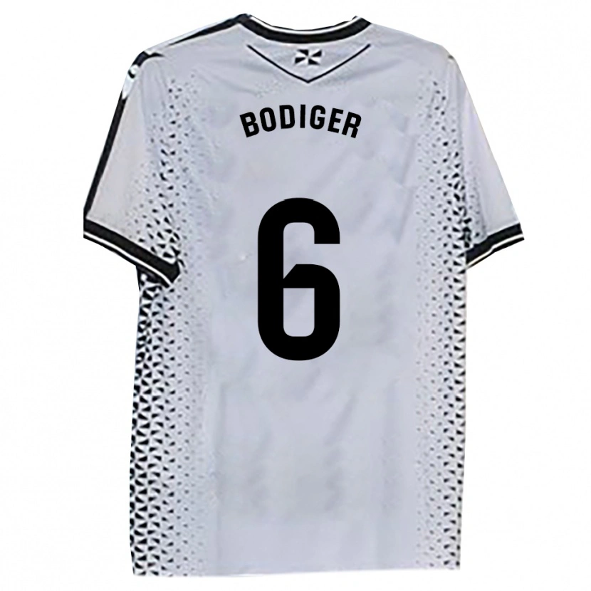 Danxen Hombre Camiseta Yann Bodiger #6 Blanco Negro 1ª Equipación 2025/26 La Camisa