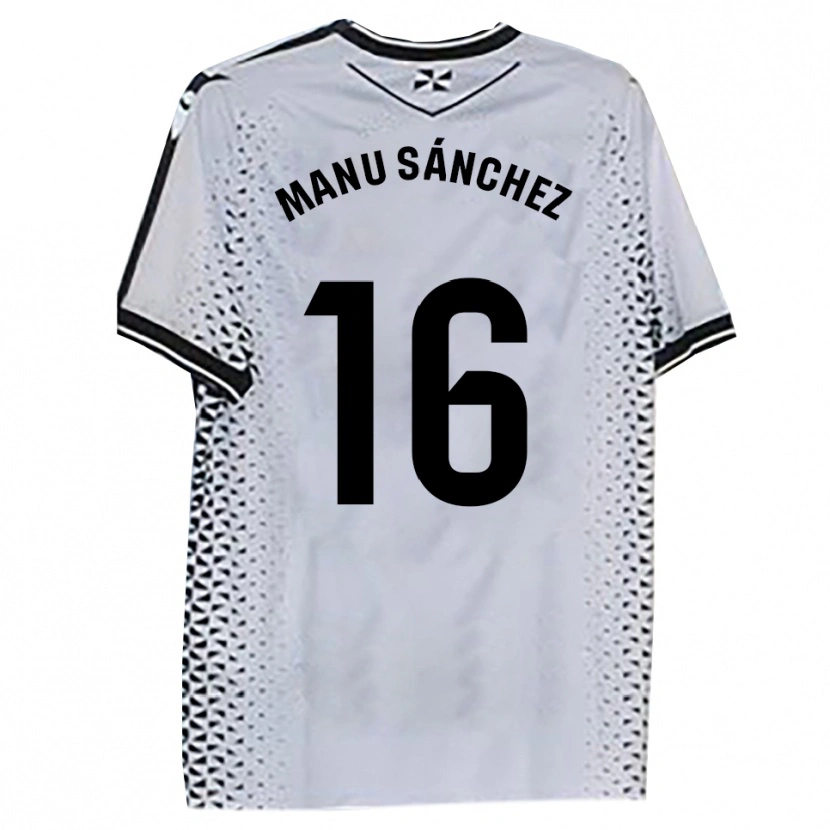 Danxen Hombre Camiseta Manu Sánchez #16 Blanco Negro 1ª Equipación 2025/26 La Camisa