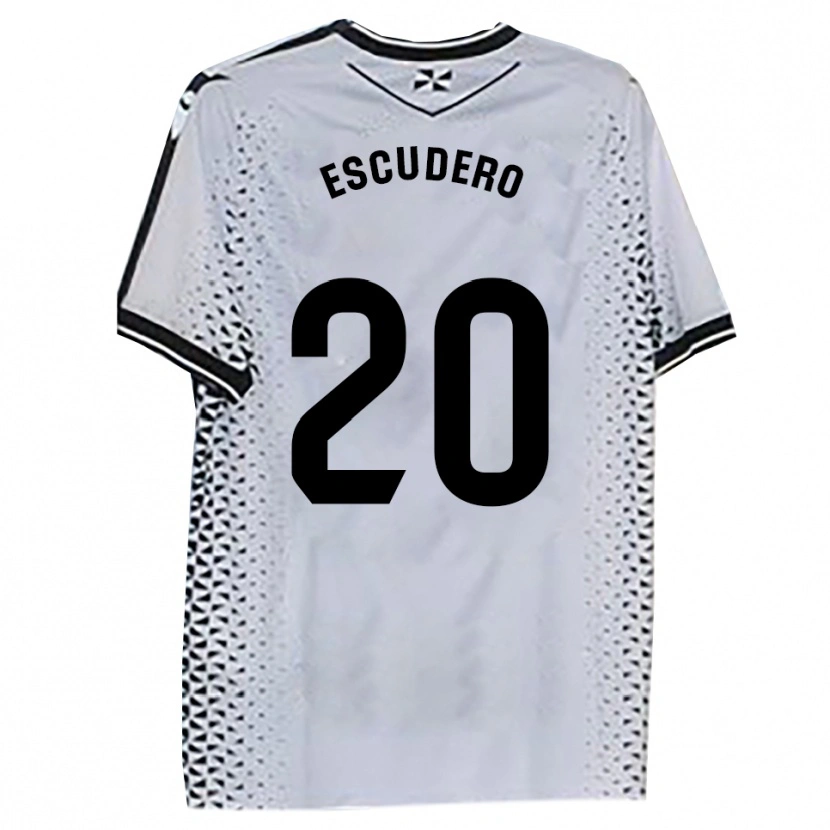 Danxen Hombre Camiseta Andy Escudero #20 Blanco Negro 1ª Equipación 2025/26 La Camisa