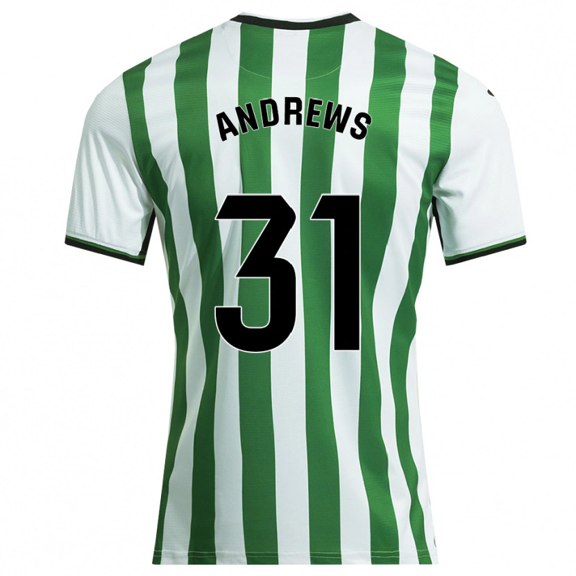Danxen Hombre Camiseta George Andrews #31 Blanco Verde 1ª Equipación 2025/26 La Camisa