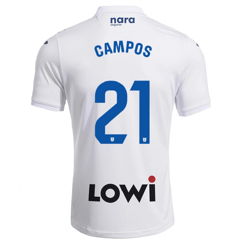 Danxen Hombre Camiseta Andrés Campos #21 Blanco Marino 1ª Equipación 2025/26 La Camisa