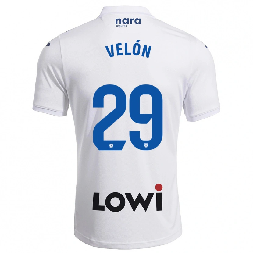 Danxen Hombre Camiseta Hugo Velón #29 Blanco Marino 1ª Equipación 2025/26 La Camisa