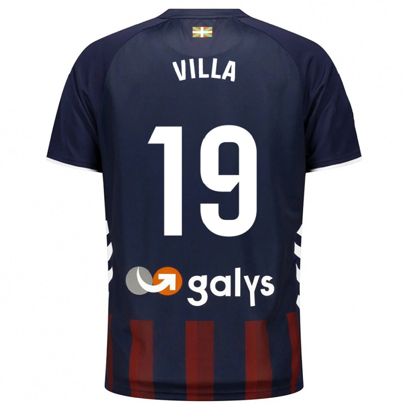 Danxen Hombre Camiseta Toni Villa #19 Azul Marino Rojo 1ª Equipación 2025/26 La Camisa