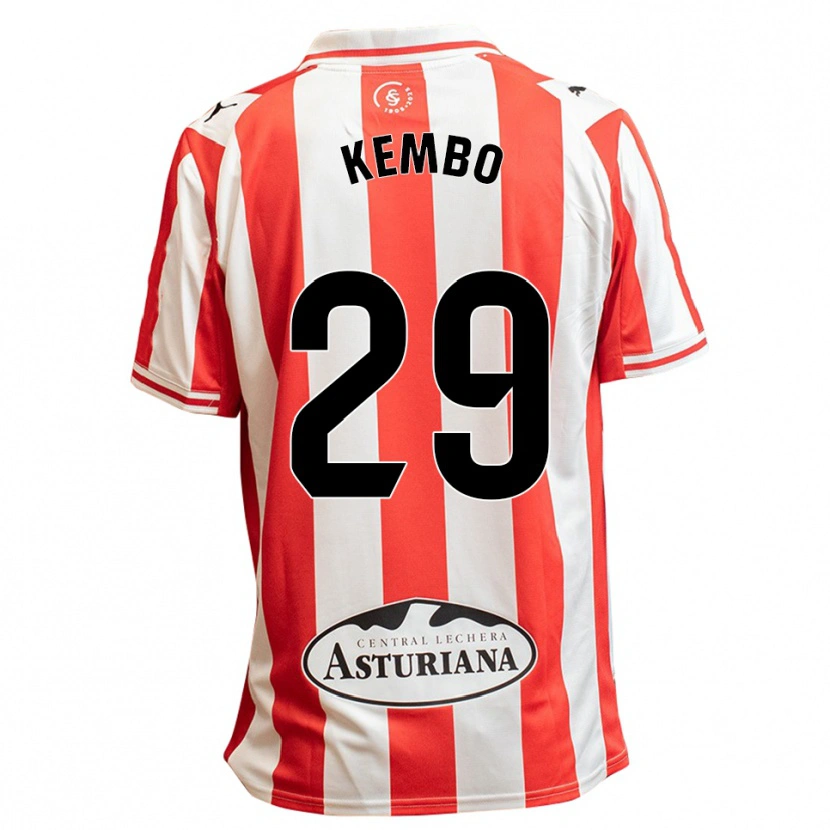 Danxen Hombre Camiseta Yann Kembo #29 Blanco Rojo 1ª Equipación 2025/26 La Camisa