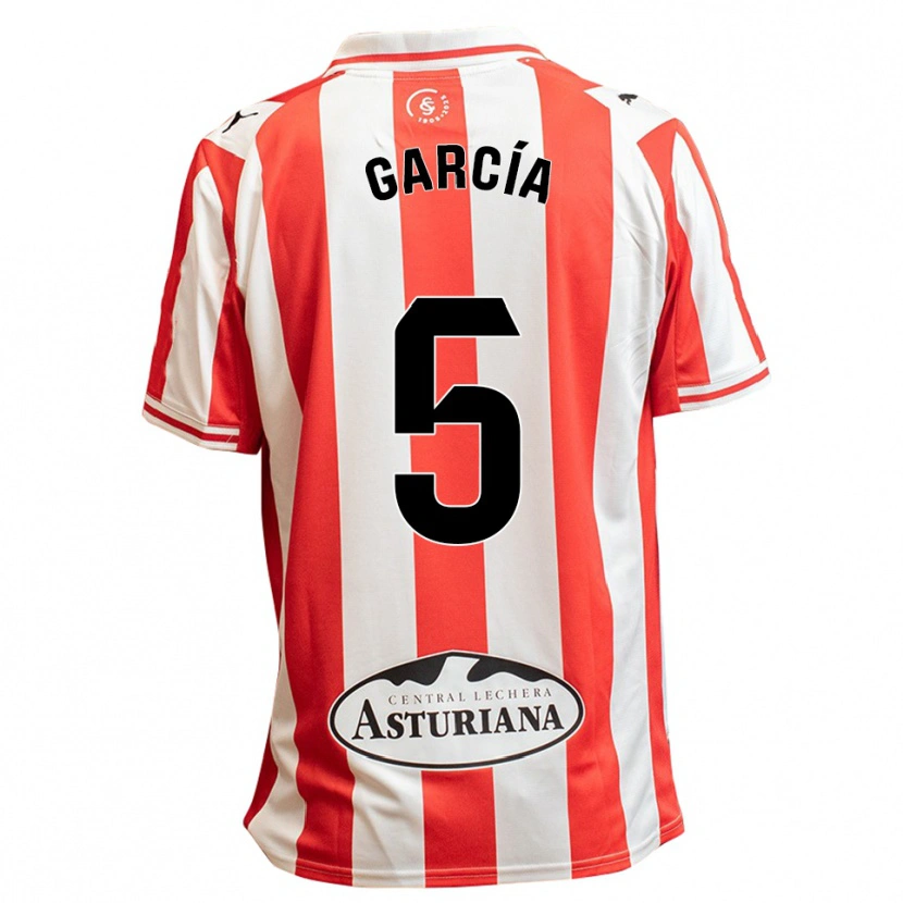 Danxen Hombre Camiseta Pablo García #5 Blanco Rojo 1ª Equipación 2025/26 La Camisa