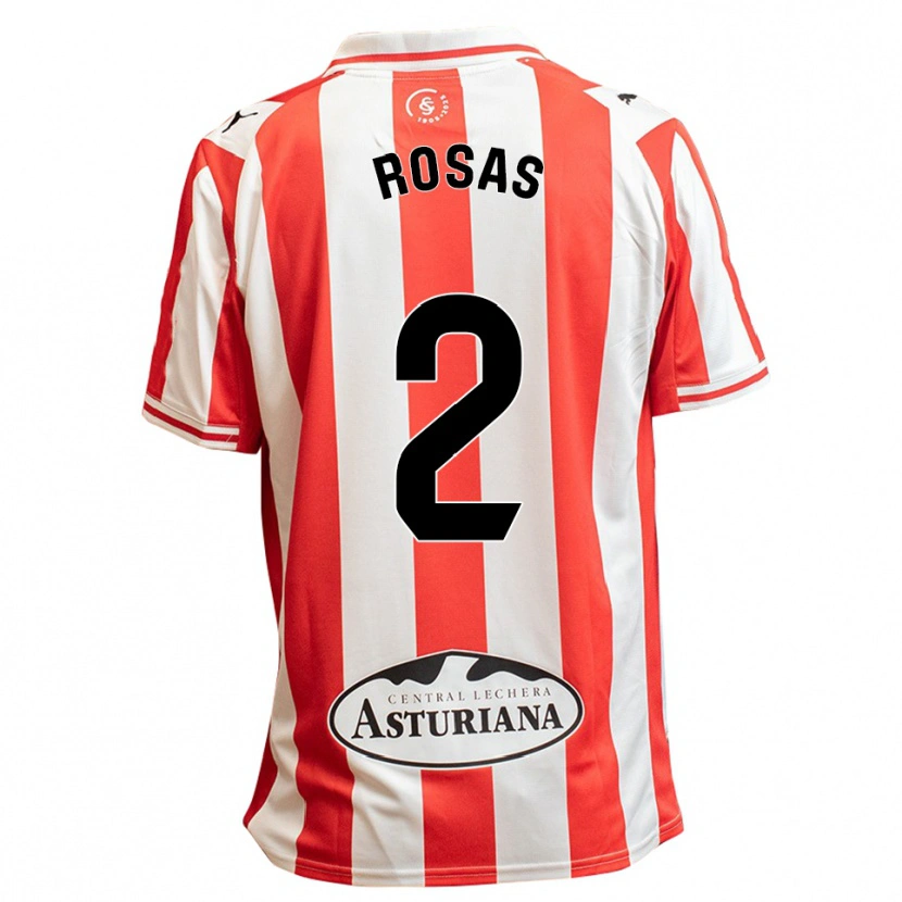 Danxen Hombre Camiseta Guille Rosas #2 Blanco Rojo 1ª Equipación 2025/26 La Camisa
