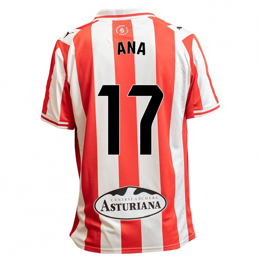 Danxen Hombre Camiseta Ana Gloria Campoamor Paredes #17 Blanco Rojo 1ª Equipación 2025/26 La Camisa