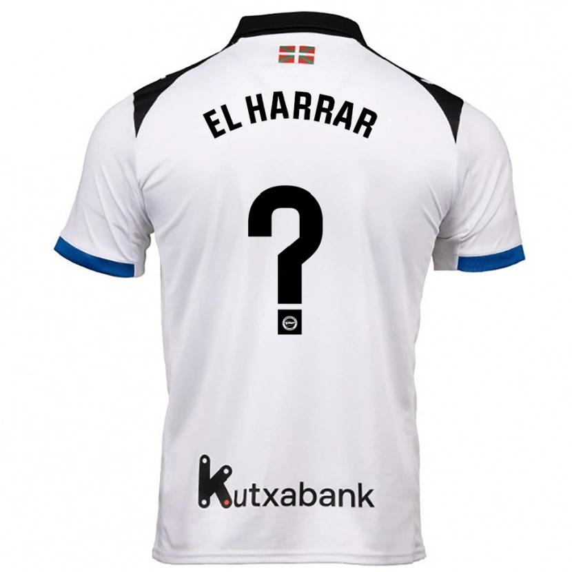 Danxen Hombre Camiseta Mohamed El Harrar #0 Blanco Azul 2ª Equipación 2025/26 La Camisa