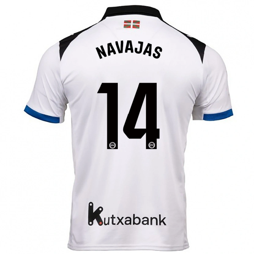 Danxen Hombre Camiseta Laura Navajas #14 Blanco Azul 2ª Equipación 2025/26 La Camisa