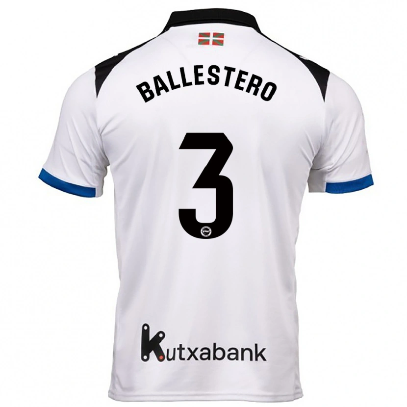 Danxen Hombre Camiseta Carlos Ballestero #3 Blanco Azul 2ª Equipación 2025/26 La Camisa