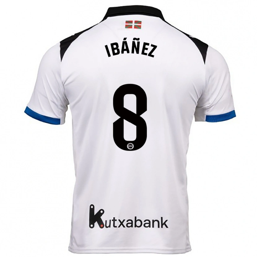 Danxen Hombre Camiseta Pablo Ibáñez #8 Blanco Azul 2ª Equipación 2025/26 La Camisa