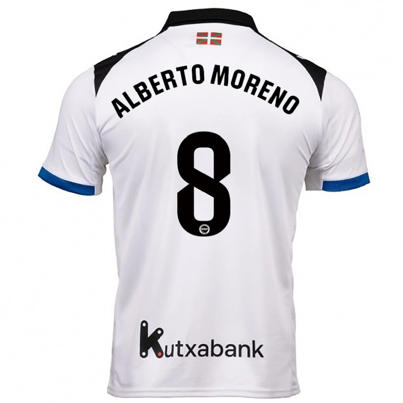 Danxen Hombre Camiseta Alberto Moreno #8 Blanco Azul 2ª Equipación 2025/26 La Camisa