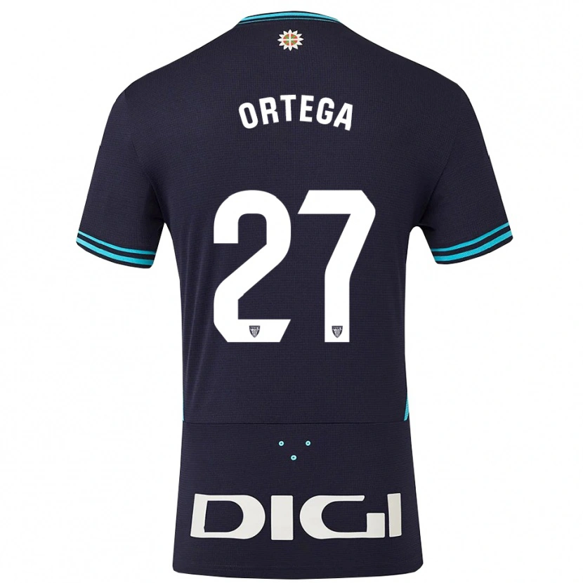 Danxen Hombre Camiseta Sara Ortega #27 Azul Marino Celeste 2ª Equipación 2025/26 La Camisa
