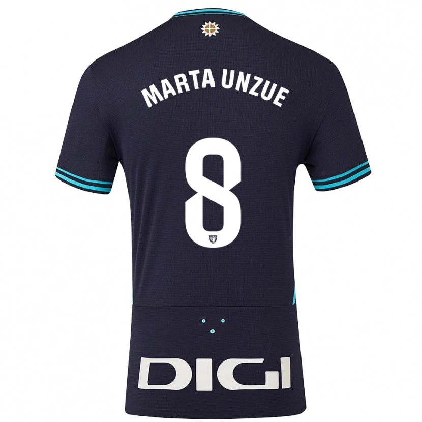 Danxen Hombre Camiseta Marta Unzué Urdániz #8 Azul Marino Celeste 2ª Equipación 2025/26 La Camisa
