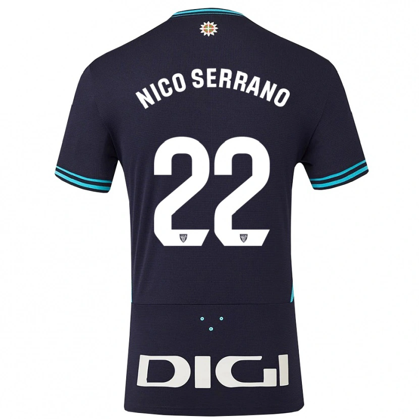 Danxen Hombre Camiseta Nico Serrano #22 Azul Marino Celeste 2ª Equipación 2025/26 La Camisa