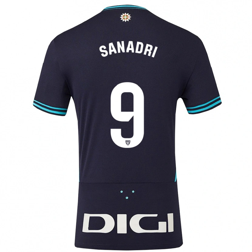 Danxen Hombre Camiseta Marta San Adrián Rocandio #9 Azul Marino Celeste 2ª Equipación 2025/26 La Camisa