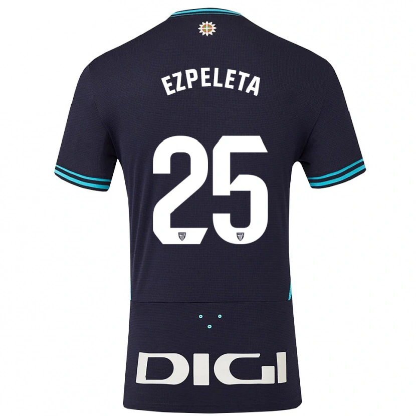 Danxen Hombre Camiseta Ander Ezpeleta #25 Azul Marino Celeste 2ª Equipación 2025/26 La Camisa