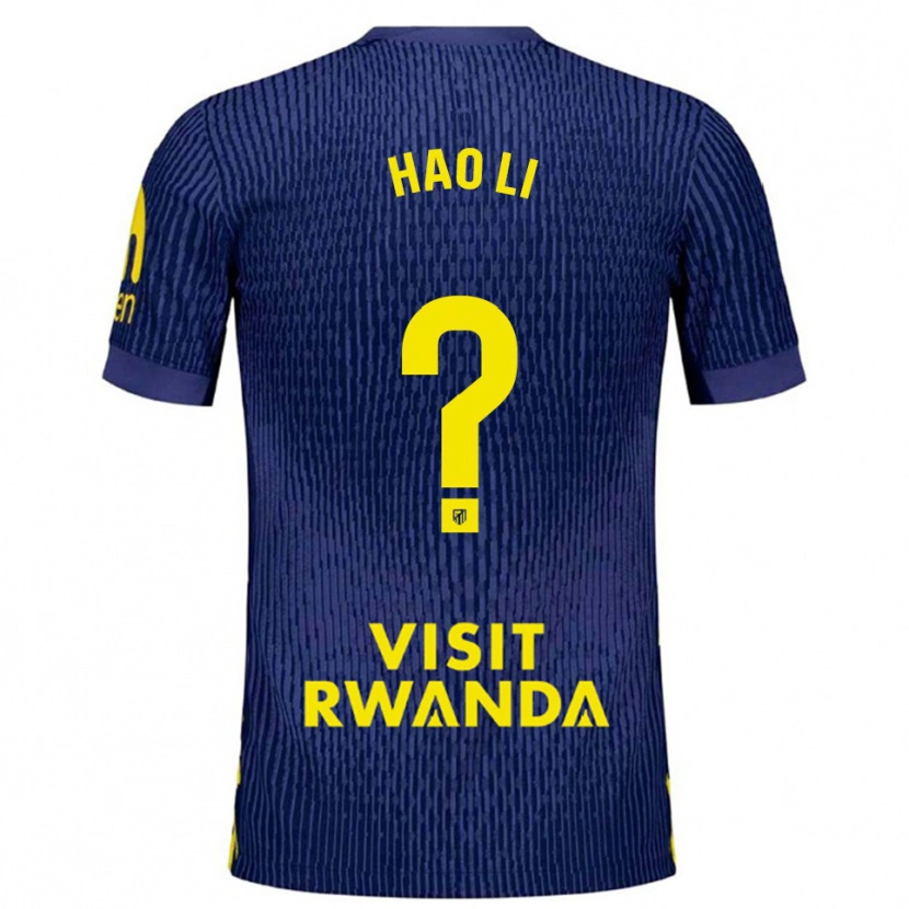 Danxen Hombre Camiseta Hao Li #0 Azul Marino Amarillo 2ª Equipación 2025/26 La Camisa