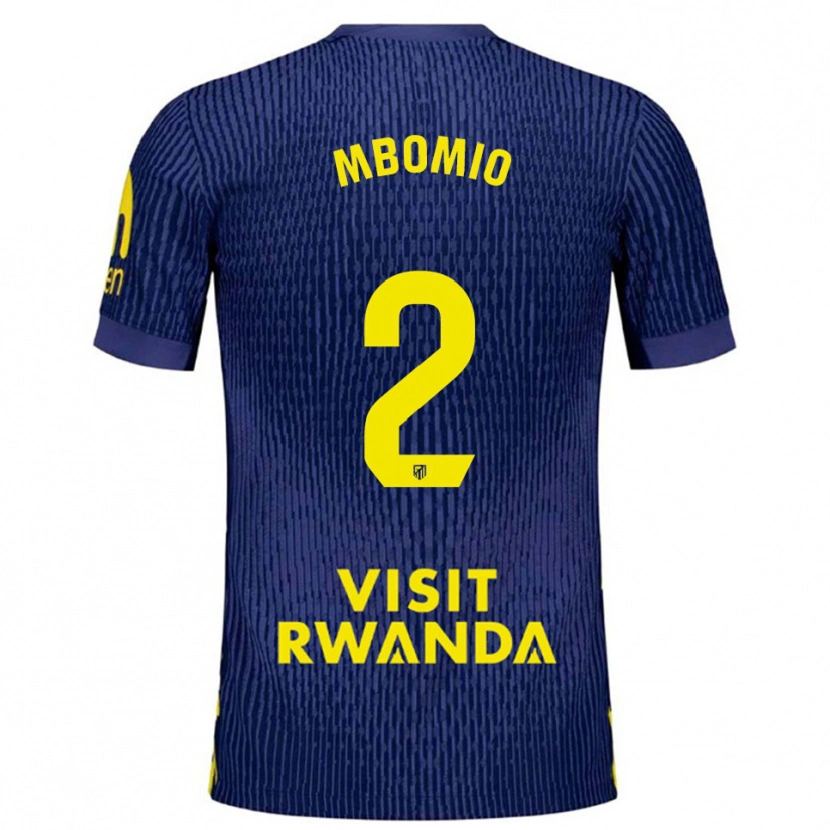 Danxen Hombre Camiseta Rony Mbomio #2 Azul Marino Amarillo 2ª Equipación 2025/26 La Camisa