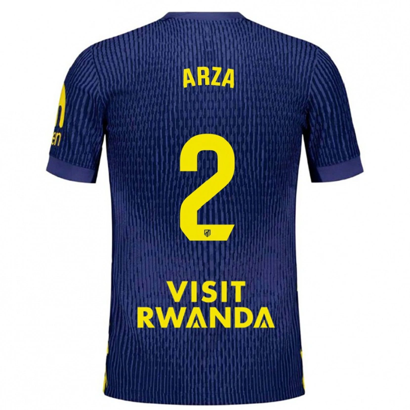 Danxen Hombre Camiseta David Arza #2 Azul Marino Amarillo 2ª Equipación 2025/26 La Camisa